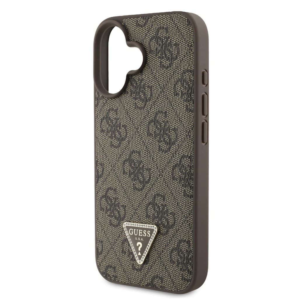 Zadní kryt Guess PU 4G Strass Triangle Metal Logo + Crossbody Popruh pro iPhone 16 Brown - náhled 4
