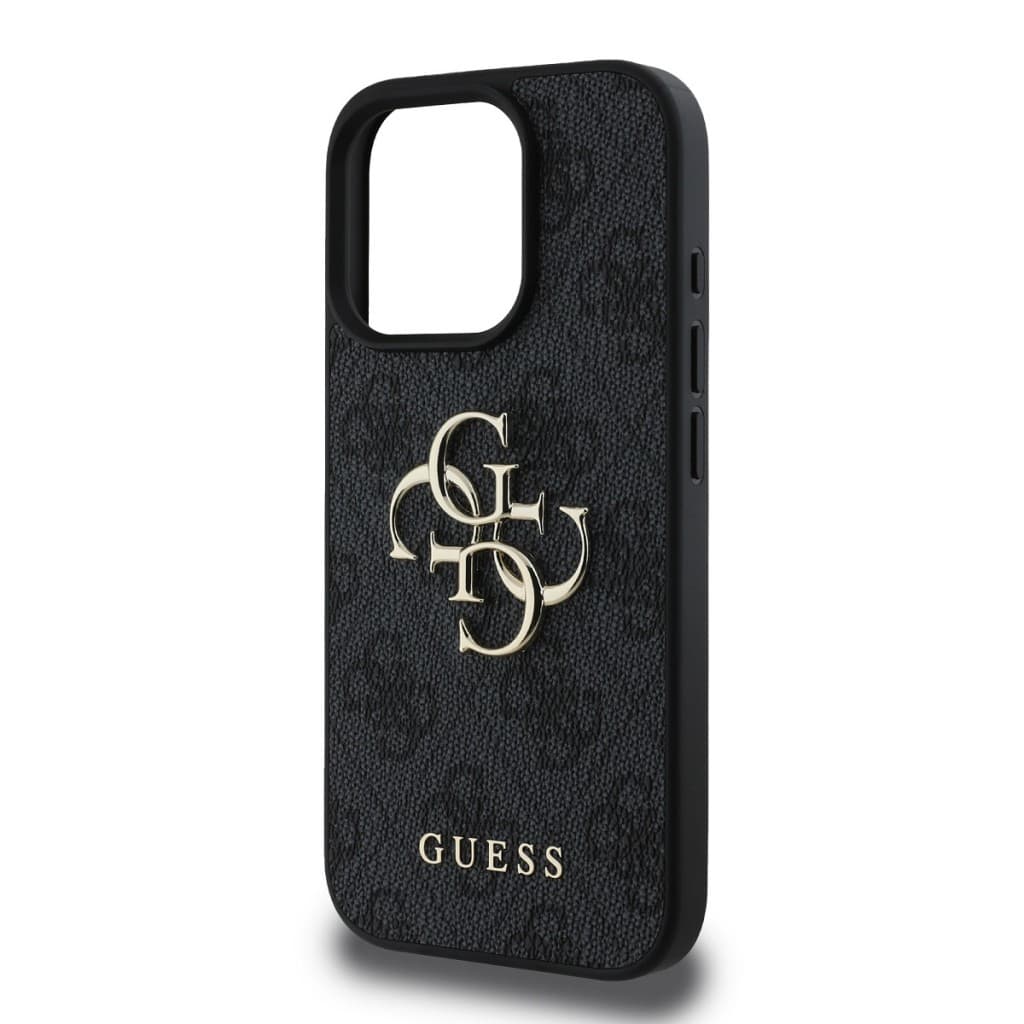 Originální zadní kryt Guess PU 4G Metal Logo pro iPhone 16 Pro Grey - náhled 4