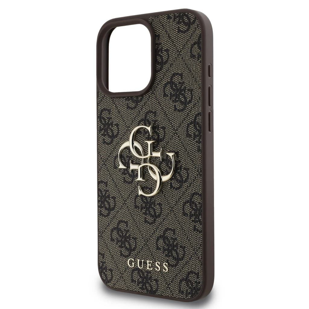 Originální zadní kryt Guess PU 4G Metal Logo pro iPhone 16 Pro Brown - náhled 4