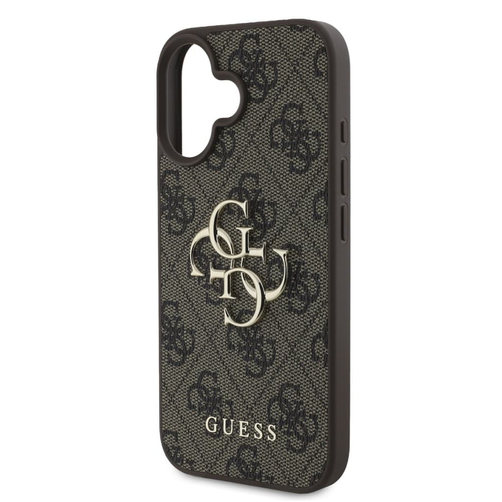 Originální zadní kryt Guess PU 4G Metal Logo pro iPhone 16 Brown - náhled 4