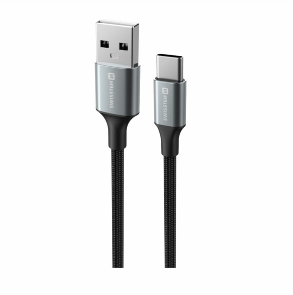 Datový kabel Swissten Textile II USB-A - USB-C 1,5 m černý - náhled 4