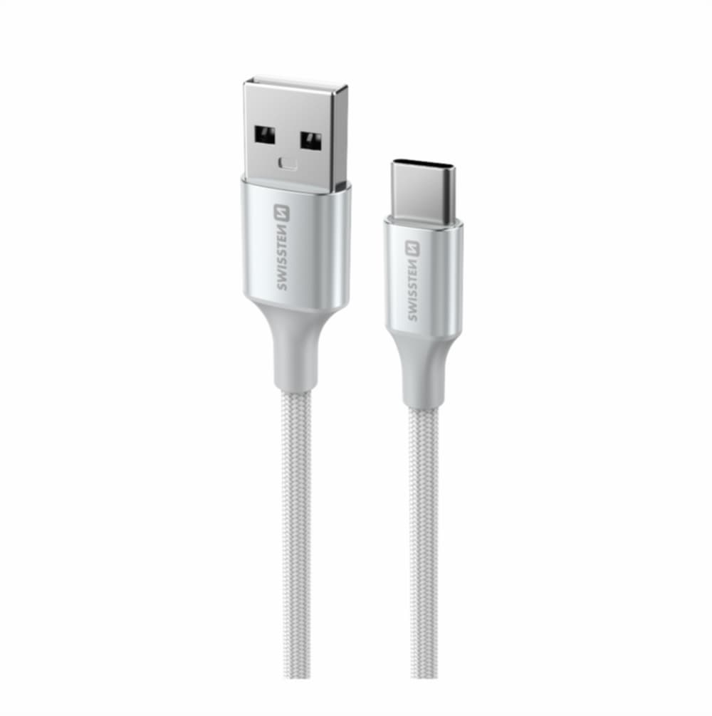 Datový kabel Swissten Textile II USB-A - USB-C 1,5 m bílý - náhled 4