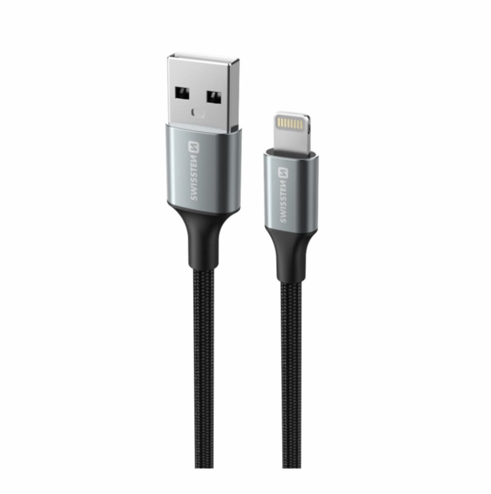 Datový kabel Swissten Textile II USB-A - Lightning 1,5 m černý - náhled 4