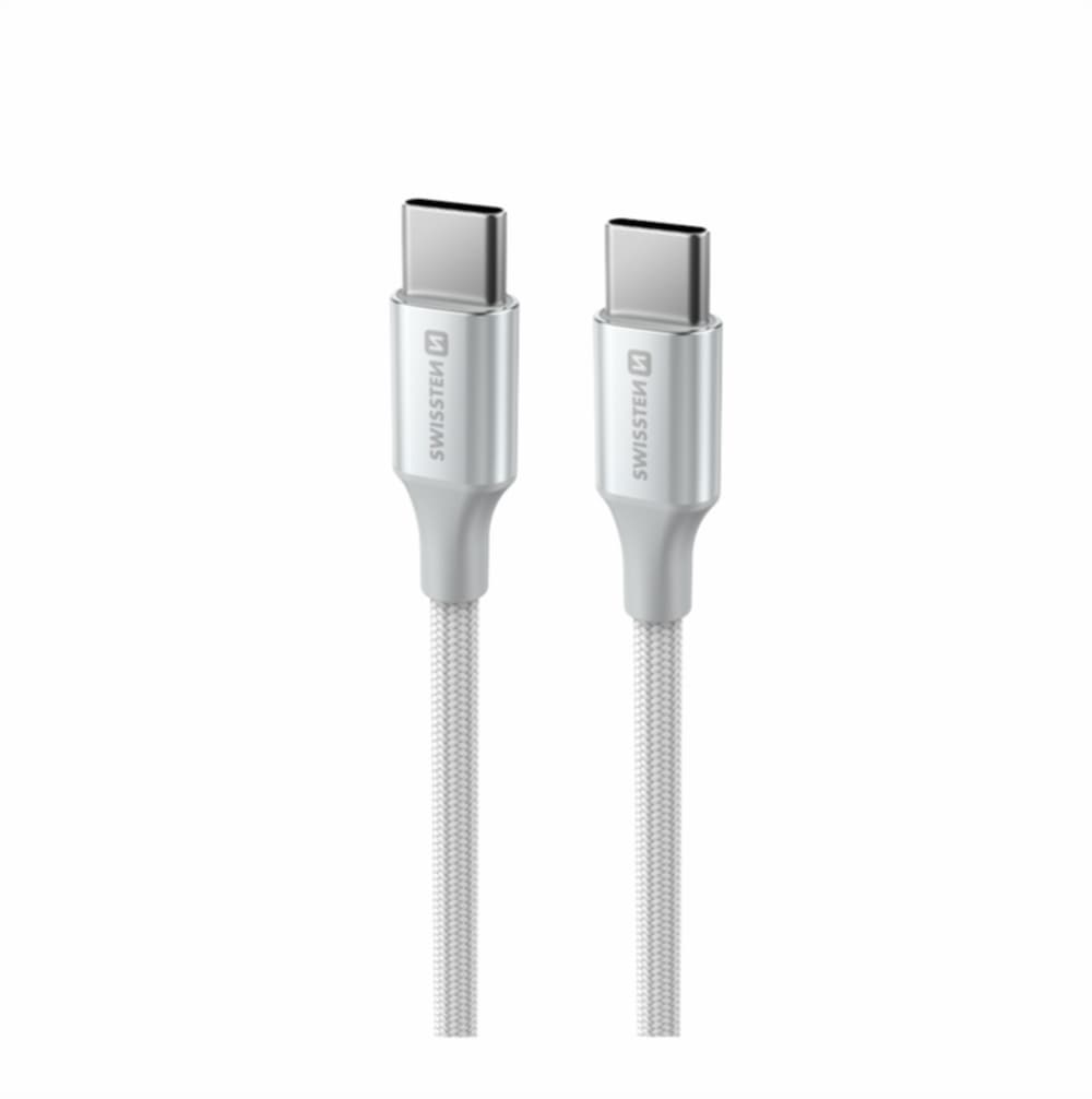 Datový kabel Swissten Textile II USB-C - USB-C 1,5 m bílý - náhled 4