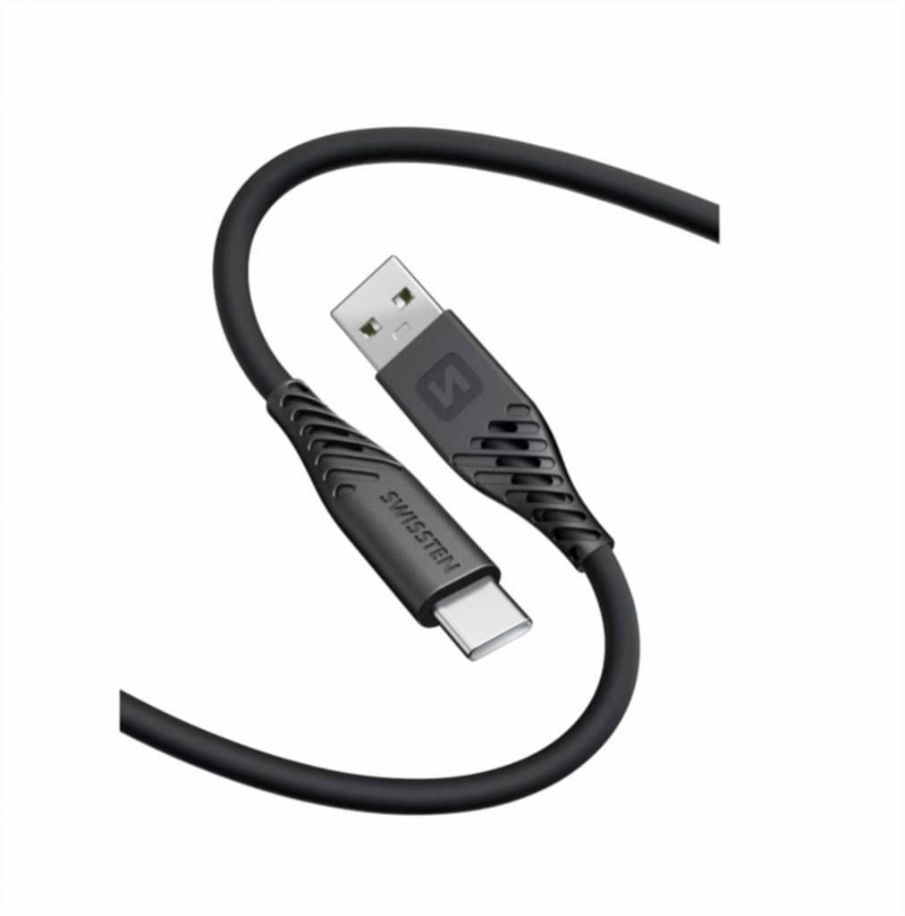 Datový kabel Swissten Soft Silicone USB-A - USB-C 0,4 m černý - náhled 4