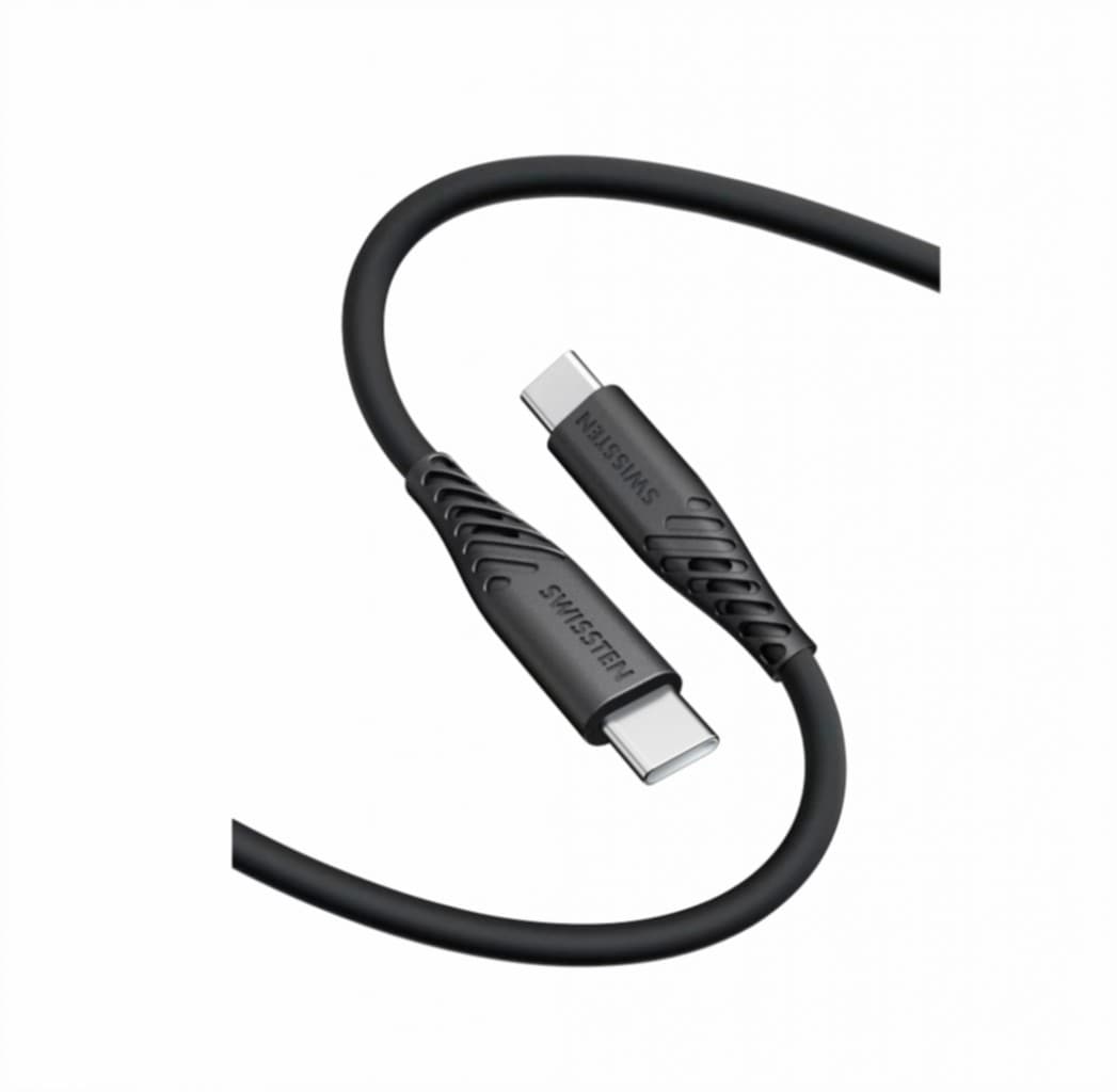 Datový kabel Swissten Soft Silicone USB-C - USB-C 0,4 m černý - náhled 4