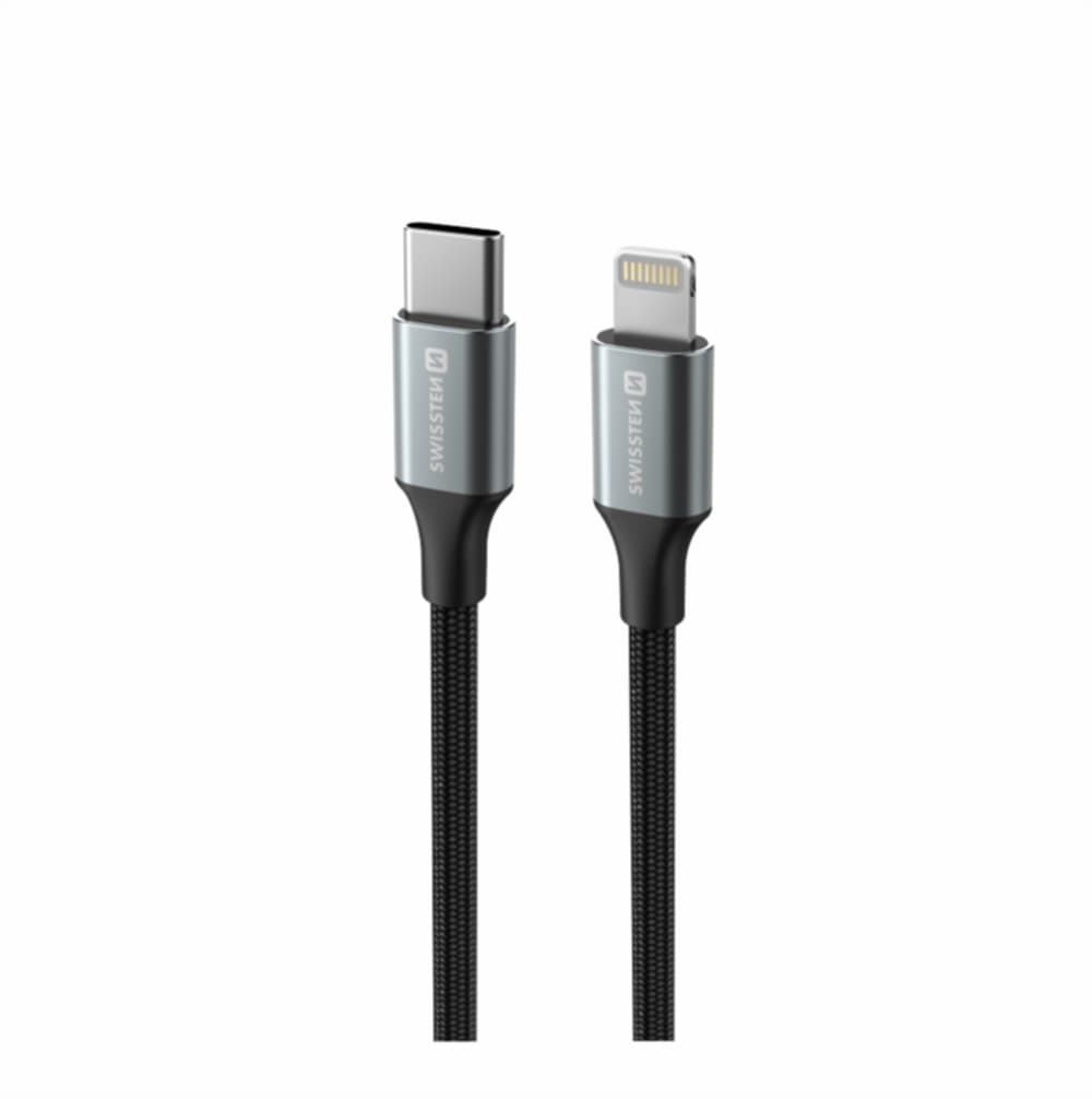 Datový kabel Swissten Textile II USB-C - Lightning 1,5 m černý - náhled 4