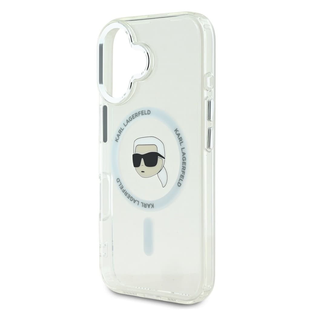 Zadní kryt Karl Lagerfeld IML Karl Head Metal Frame MagSafe pro iPhone 16 Transparent - náhled 4