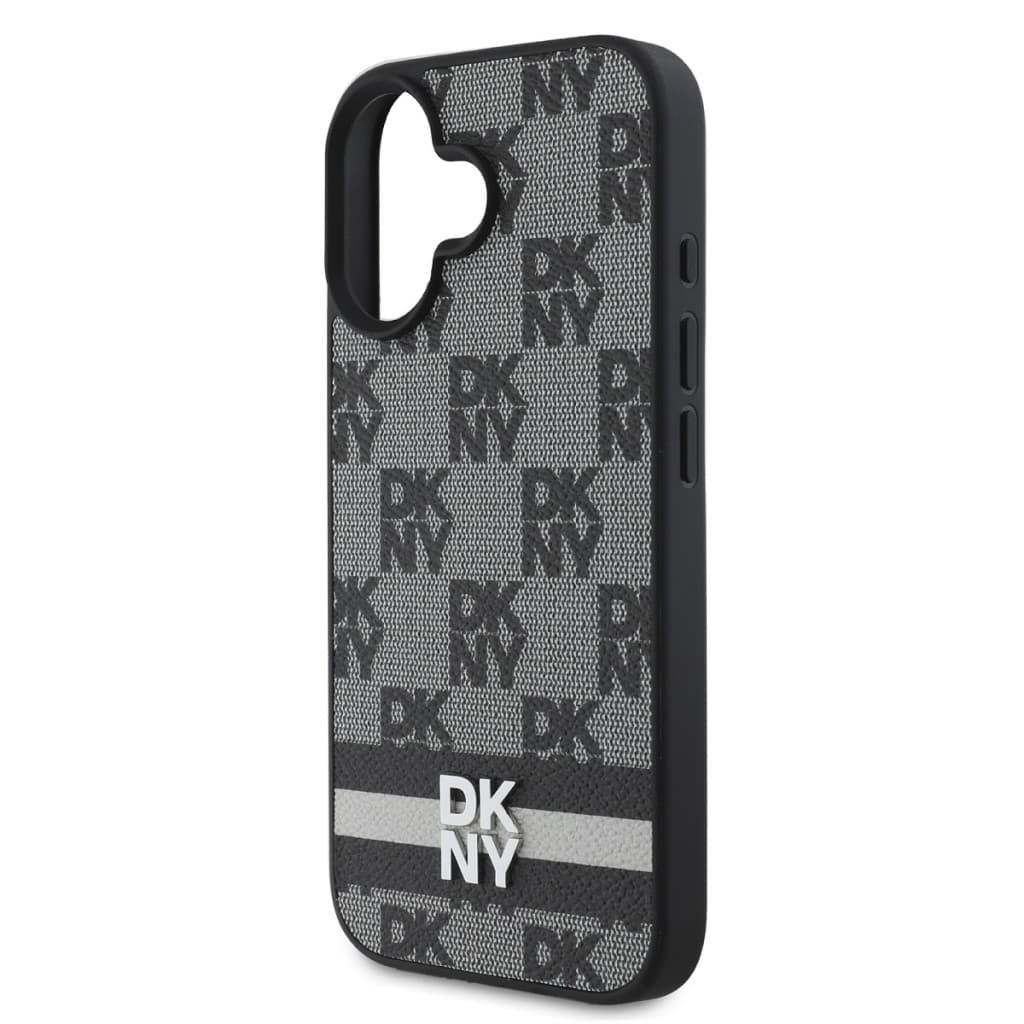 Zadní kryt DKNY PU Leather Checkered Pattern and Stripe pro iPhone 16 Black - náhled 4