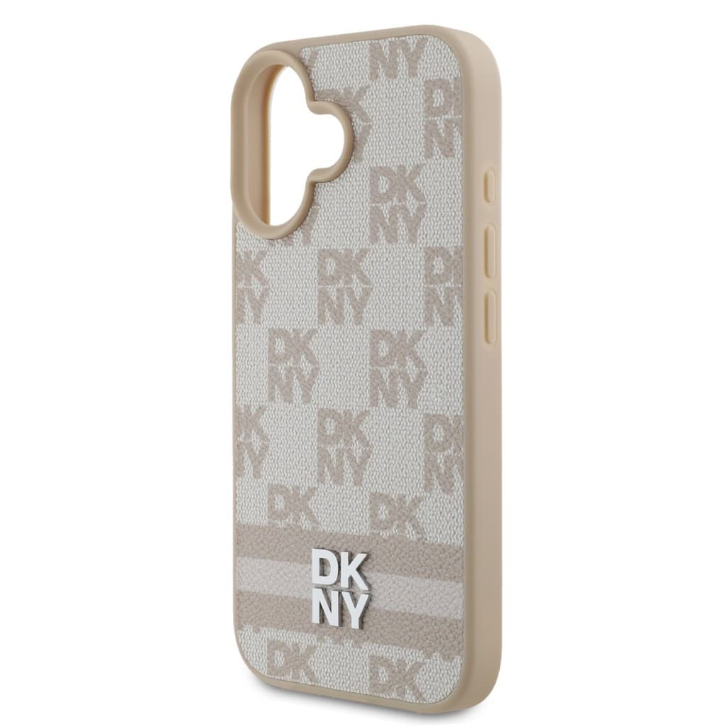 Zadní kryt DKNY PU Leather Checkered Pattern and Stripe pro iPhone 16 Pink - náhled 4