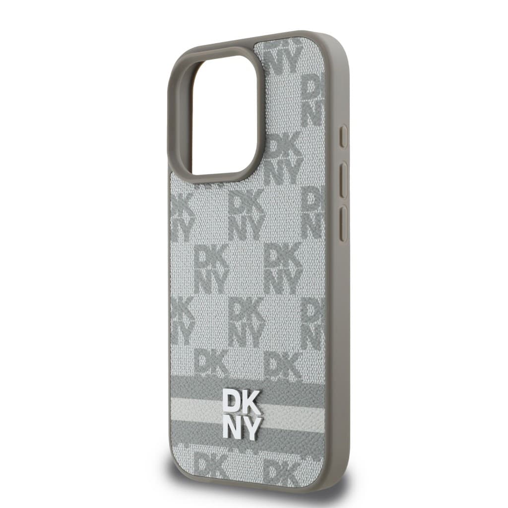 Zadní kryt DKNY PU Leather Checkered Pattern and Stripe pro iPhone 16 Pro Max Beige - náhled 4