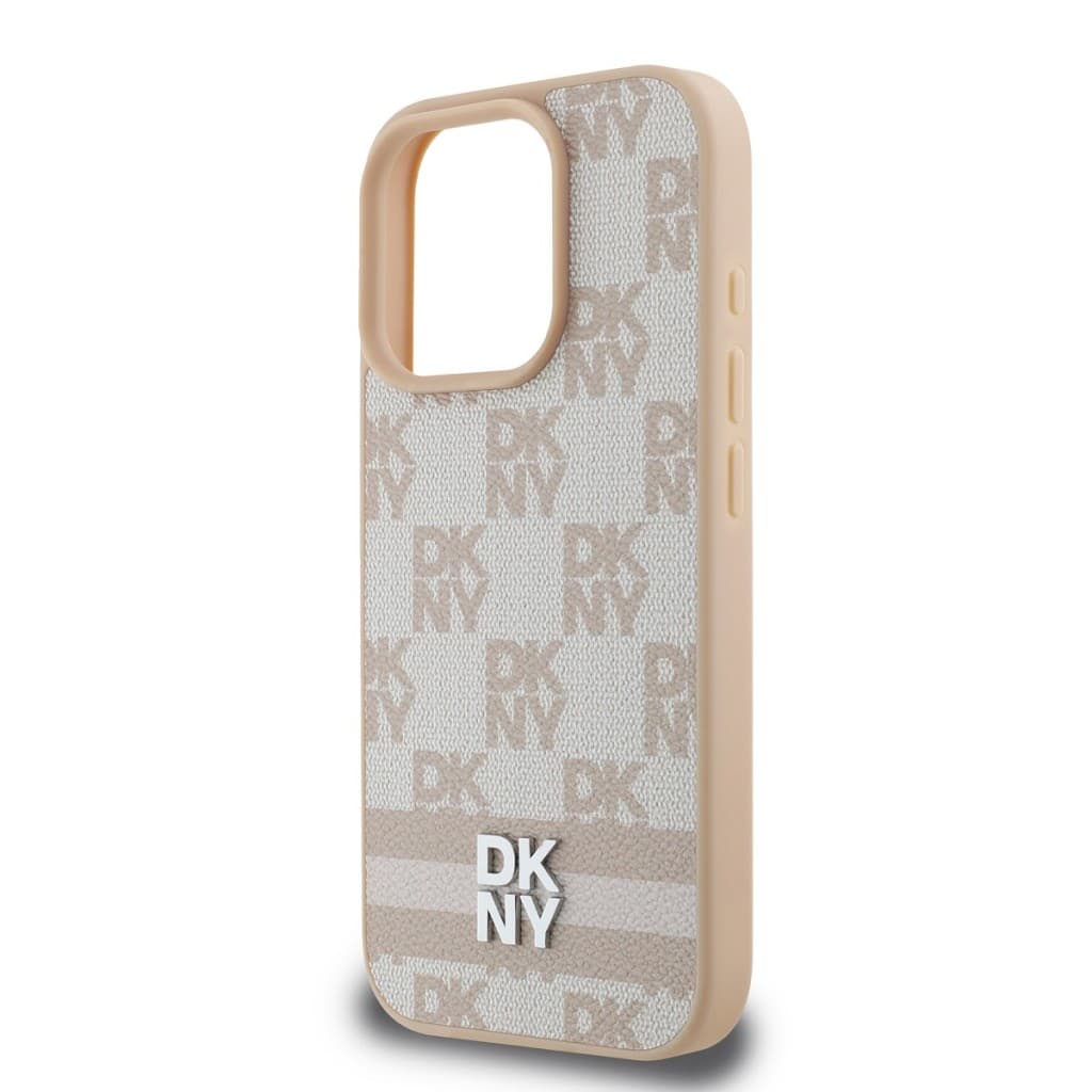Zadní kryt DKNY PU Leather Checkered Pattern and Stripe pro iPhone 16 Pro Pink - náhled 4