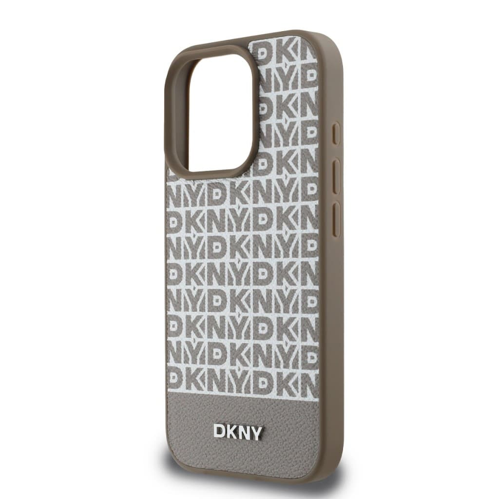 Zadní kryt DKNY PU Leather Repeat Pattern Bottom Stripe MagSafe pro iPhone 16 Pro Max Brown - náhled 4