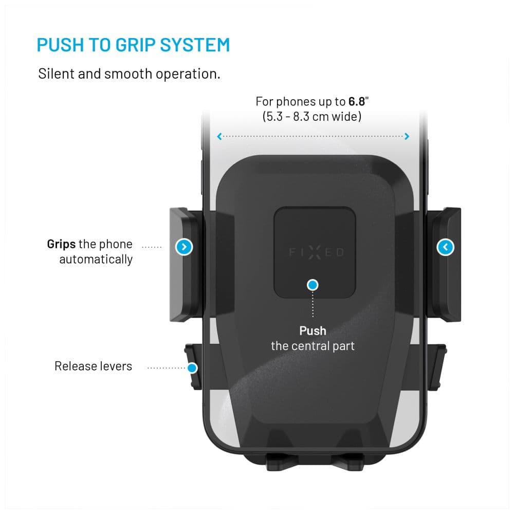 Univerzální držák do auta FIXED Iconiq Lock s úchytem do ventilační mřížky, černý - náhled 4