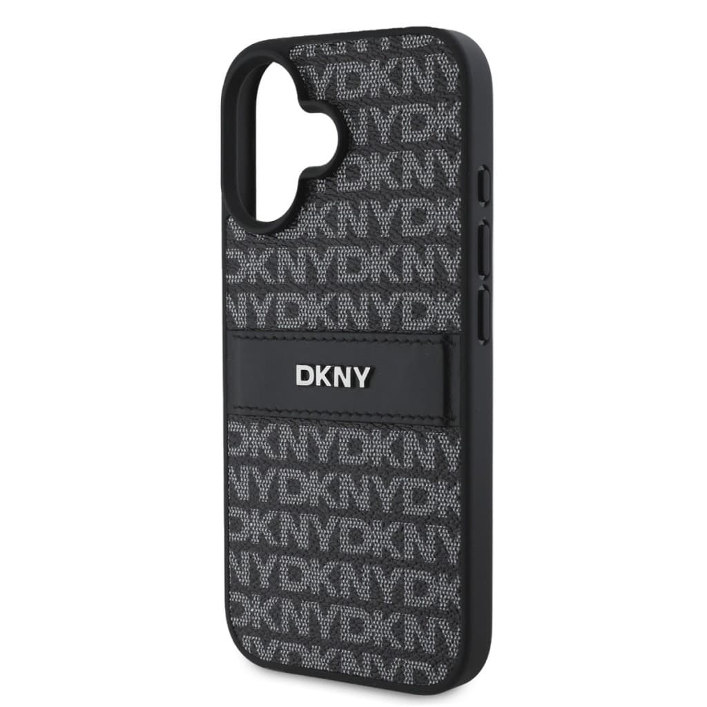 Zadní kryt DKNY PU Leather Repeat Pattern Tonal Stripe pro iPhone 16 Plus Black - náhled 4