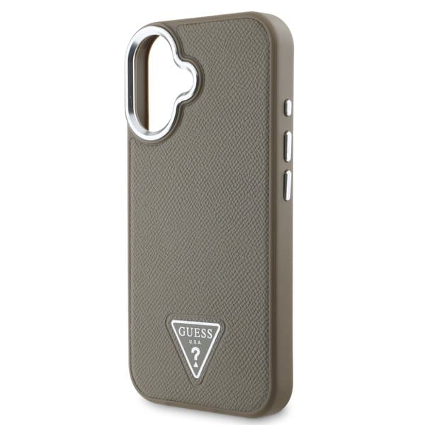 Zadní kryt Guess PU Grained Triangle Logo pro iPhone 16 Brown - náhled 4