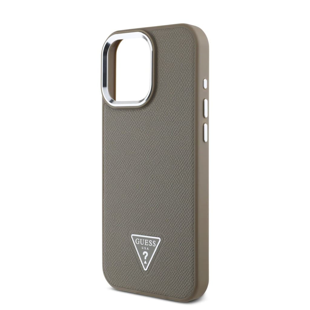 Zadní kryt Guess PU Grained Triangle Logo pro iPhone 16 Pro Max Brown - náhled 4
