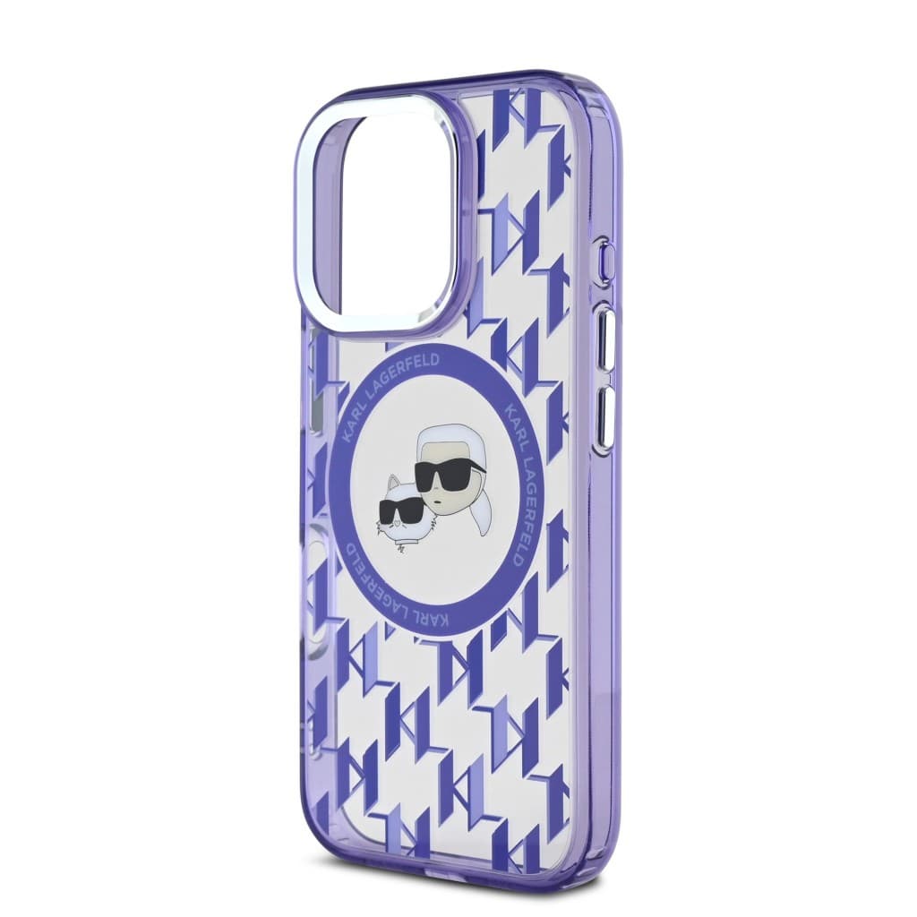 Zadní kryt Karl Lagerfeld IML Monogram K&amp;CH Heads MagSafe pro iPhone 16 Pro Purple - náhled 4