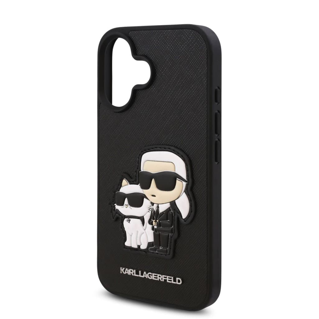 Zadní kryt Karl Lagerfeld PU Saffiano Karl and Choupette pro iPhone 16 Black - náhled 4