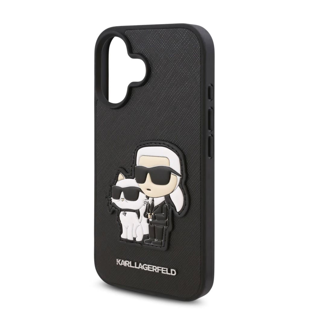 Zadní kryt Karl Lagerfeld PU Saffiano Karl and Choupette pro iPhone 16 Plus Black - náhled 4