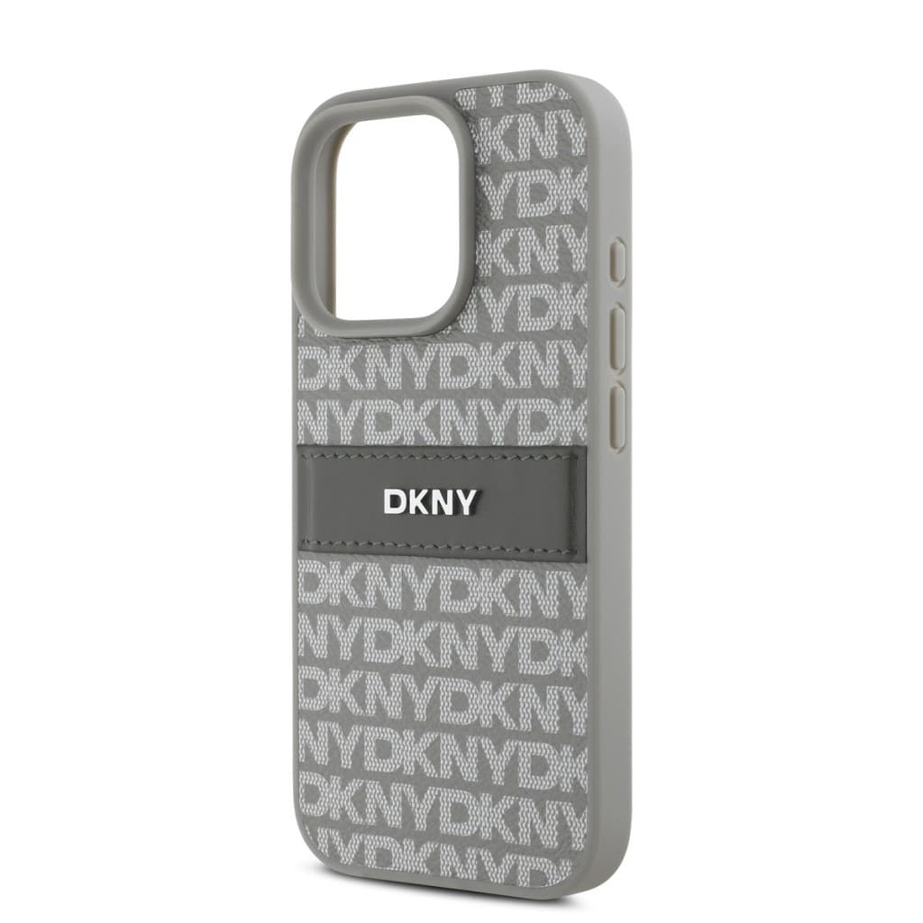 Zadní kryt DKNY PU Leather Repeat Pattern Tonal Stripe pro iPhone 16 Pro Beige - náhled 4