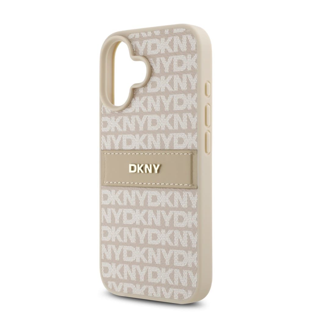 Zadní kryt DKNY PU Leather Repeat Pattern Tonal Stripe pro iPhone 16 Plus Pink - náhled 4