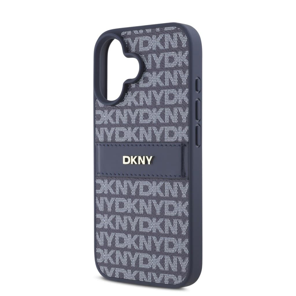 Zadní kryt DKNY PU Leather Repeat Pattern Tonal Stripe pro iPhone 16 Blue - náhled 4