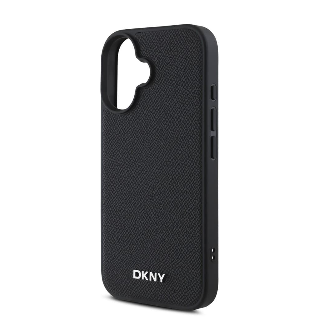 Zadní kryt DKNY PU Leather Silver Metal Logo Magsafe pro iPhone 16 Plus Black - náhled 4