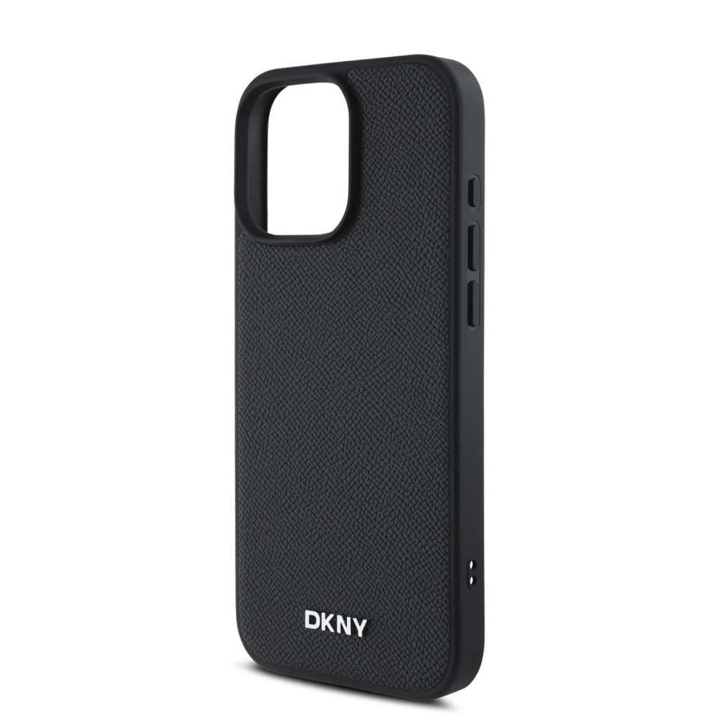 Zadní kryt DKNY PU Leather Silver Metal Logo Magsafe pro iPhone 16 Pro Black - náhled 4