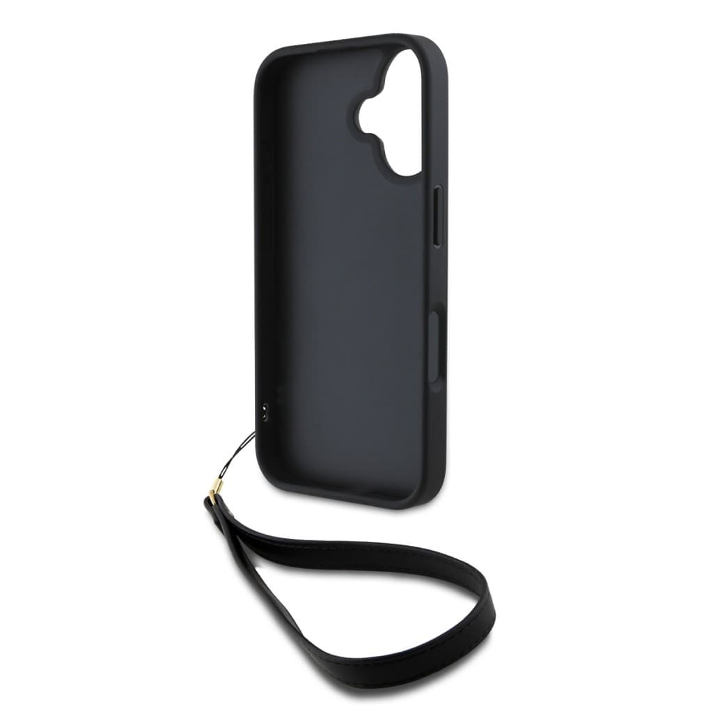 Zadní kryt DKNY PU Leather Stack Logo Wrist Strap pro iPhone 16 Black - náhled 4