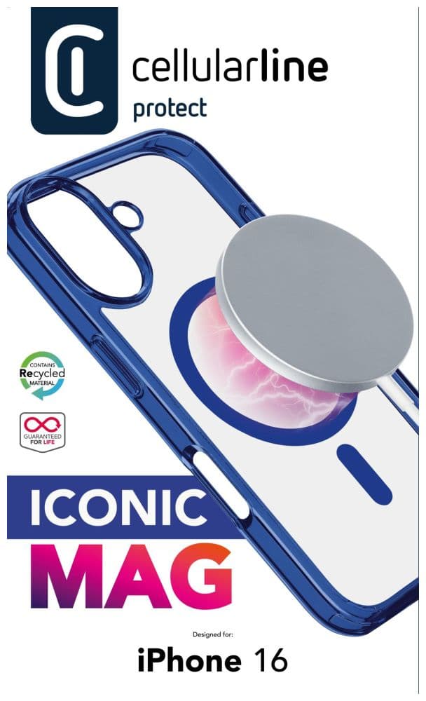 Zadní kryt Cellularline Iconic Mag s podporou Magsafe pro Apple iPhone 16, čirý / černý - náhled 4
