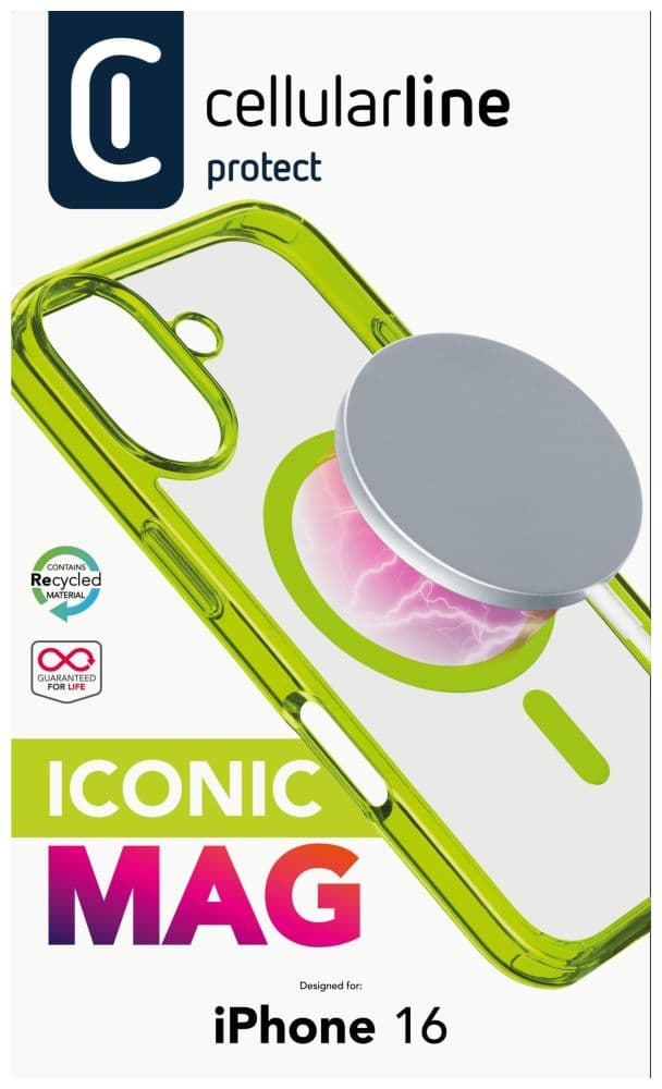 Zadní kryt Cellularline Iconic Mag s podporou Magsafe pro Apple iPhone 16, čirý / modrý - náhled 4