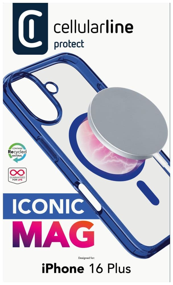 Zadní kryt Cellularline Iconic Mag s podporou Magsafe pro Apple iPhone 16 Plus, čirý / černý - náhled 4