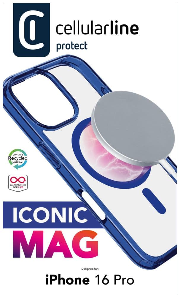 Zadní kryt Cellularline Iconic Mag s podporou Magsafe pro Apple iPhone 16 Pro, čirý / černý - náhled 4