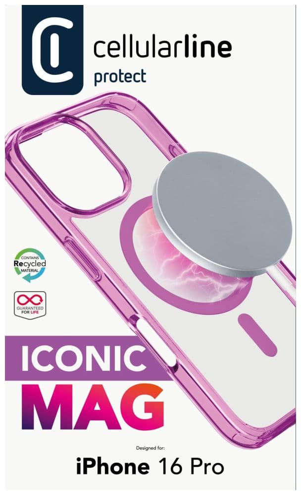 Zadní kryt Cellularline Iconic Mag s podporou Magsafe pro Apple iPhone 16 Pro, čirý / růžový - náhled 4