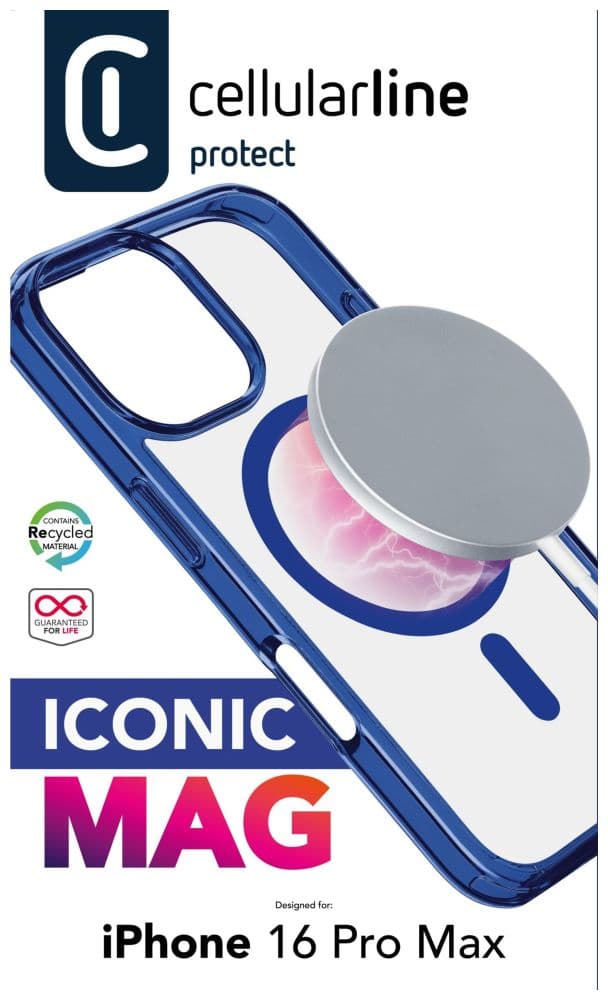 Zadní kryt Cellularline Iconic Mag s podporou Magsafe pro Apple iPhone 16 Pro Max, čirý / černý - náhled 4