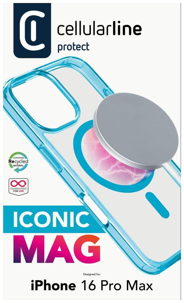 Zadní kryt Cellularline Iconic Mag s podporou Magsafe pro Apple iPhone 16 Pro Max, čirý / zelený - náhled 4
