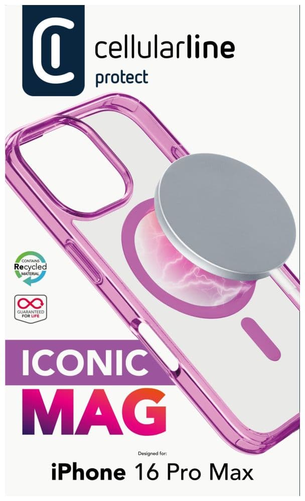 Zadní kryt Cellularline Iconic Mag s podporou Magsafe pro Apple iPhone 16 Pro Max, čirý / růžový - náhled 4