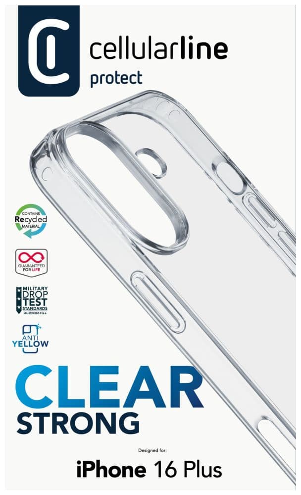 Zadní čirý kryt s ochranným rámečkem Cellularline Clear Duo pro Apple iPhone 16 Plus - náhled 4