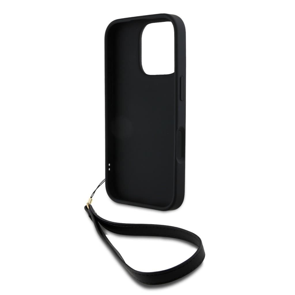 Zadní kryt DKNY PU Leather Stack Logo Wrist Strap pro iPhone 16 Pro Black - náhled 4