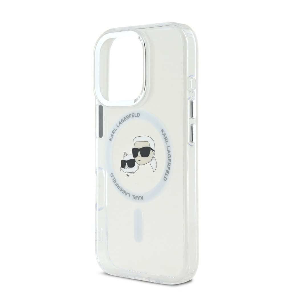 Zadní kryt Karl Lagerfeld IML K&amp;CH Heads Metal Frame MagSafe pro iPhone 16 Pro Max Transparent - náhled 4