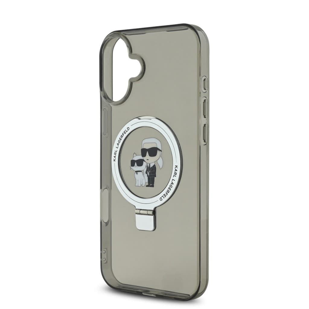 Zadní kryt Karl Lagerfeld Ringstand Karl and Choupette MagSafe pro iPhone 16 Black - náhled 4