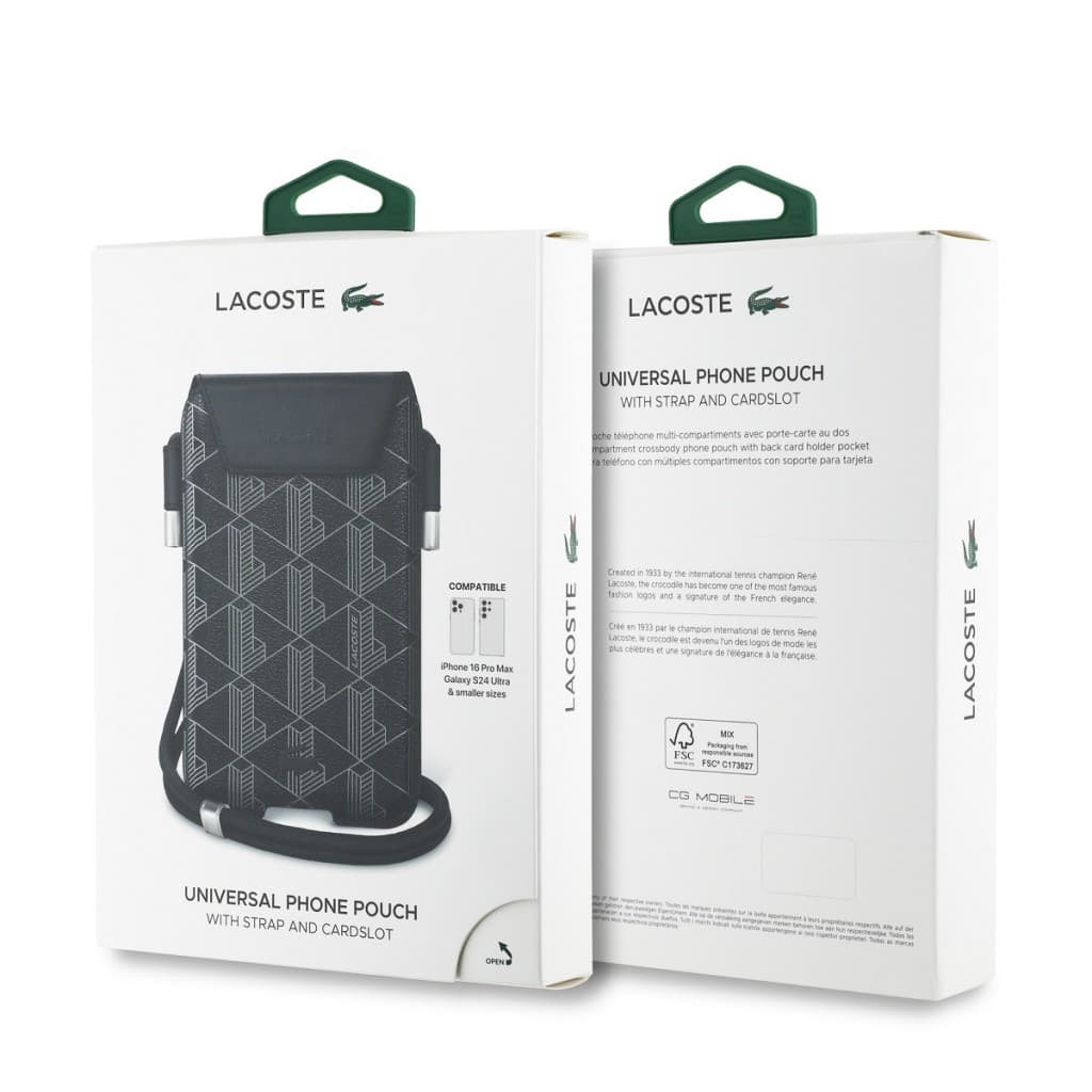 Kabelka na mobil Lacoste PVC Blend Monogram XL černá - náhled 4