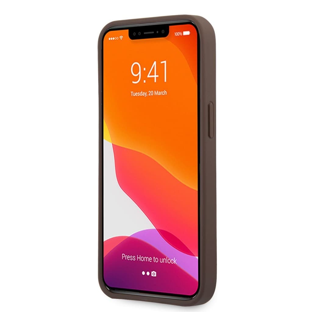 Guess PU 4G Metal Logo Zadní Kryt pro iPhone 13 Pro Max Brown - náhled 4