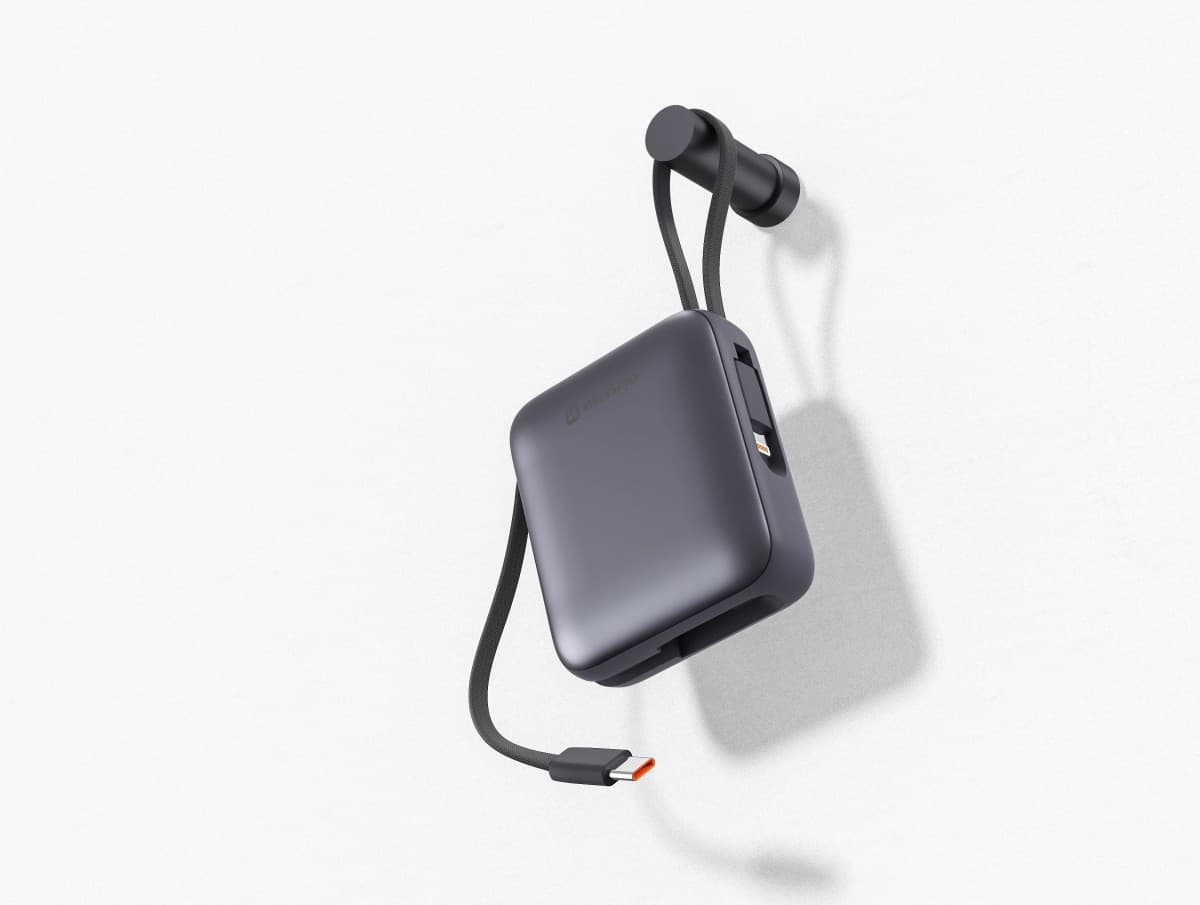 Powerbank Swissten 10000 mAh s integrovanými kabely USB-C a Lightning vesmírně stříbrná - náhled 4