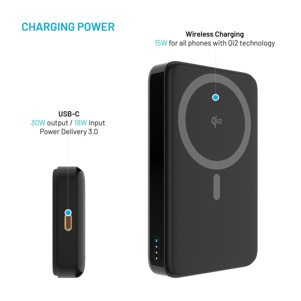 Powerbanka FIXED MagZen 10 Pro s bezdrátovým nabíjením se standardem Qi2 a podporou MagSafe, 10 000 mAh, černá - náhled 4