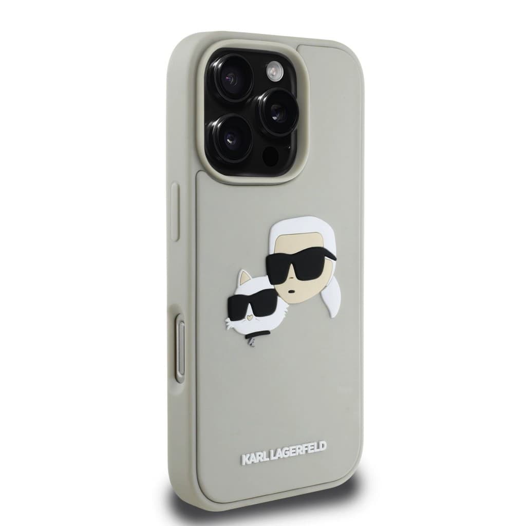 Zadní kryt Karl Lagerfeld 3D Rubber Double Heads pro iPhone 16 Pro Max Beige - náhled 4