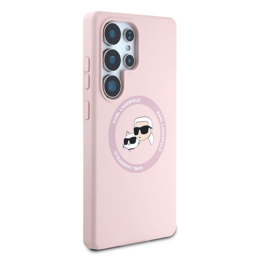 Zadní kryt Karl Lagerfeld Liquid Silicone K&amp;CH Heads MagSafe pro Samsung Galaxy S25 Ultra Pink - náhled 4