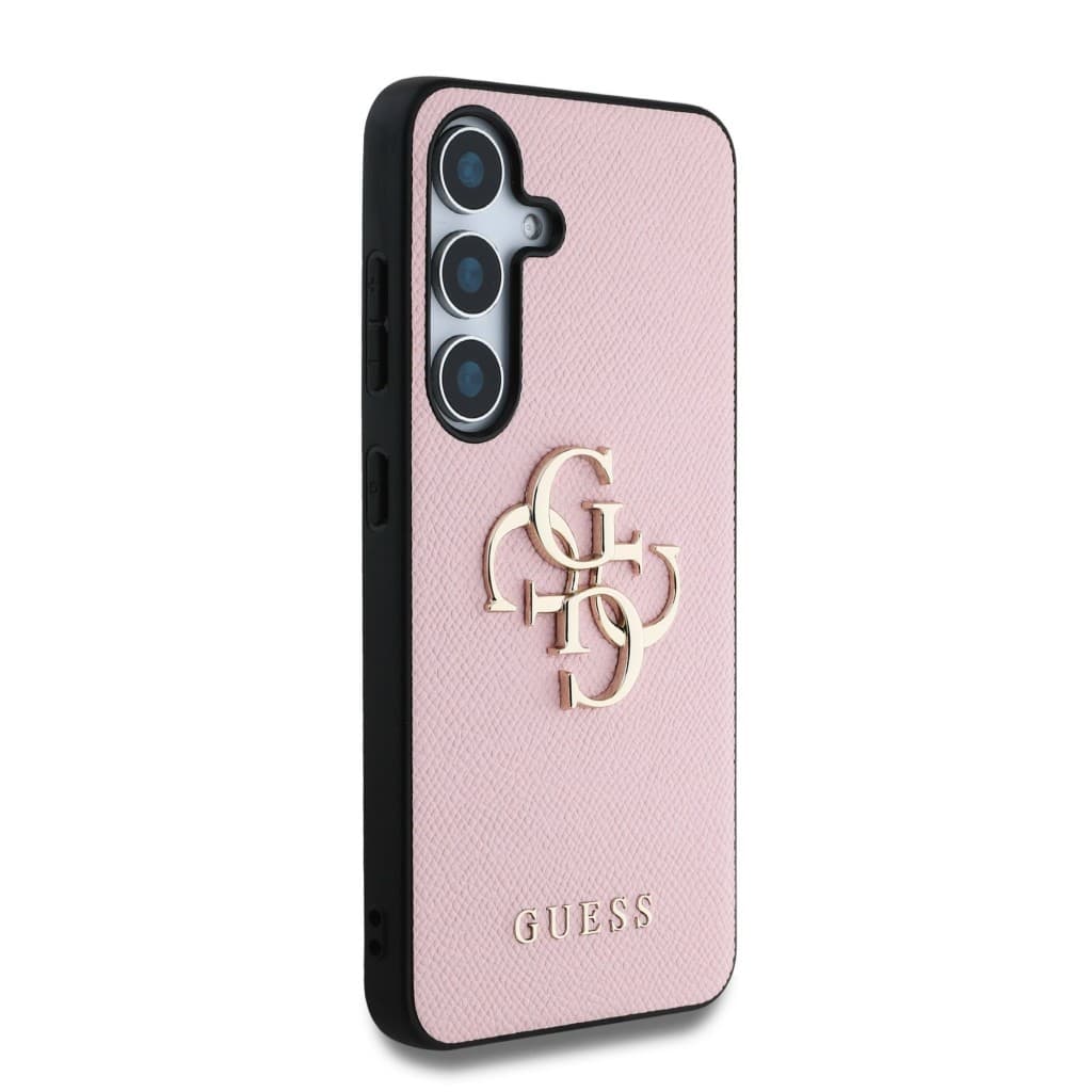 Zadní kryt Guess PU Grained 4G Metal Logo pro Samsung Galaxy S25+ Pink - náhled 4