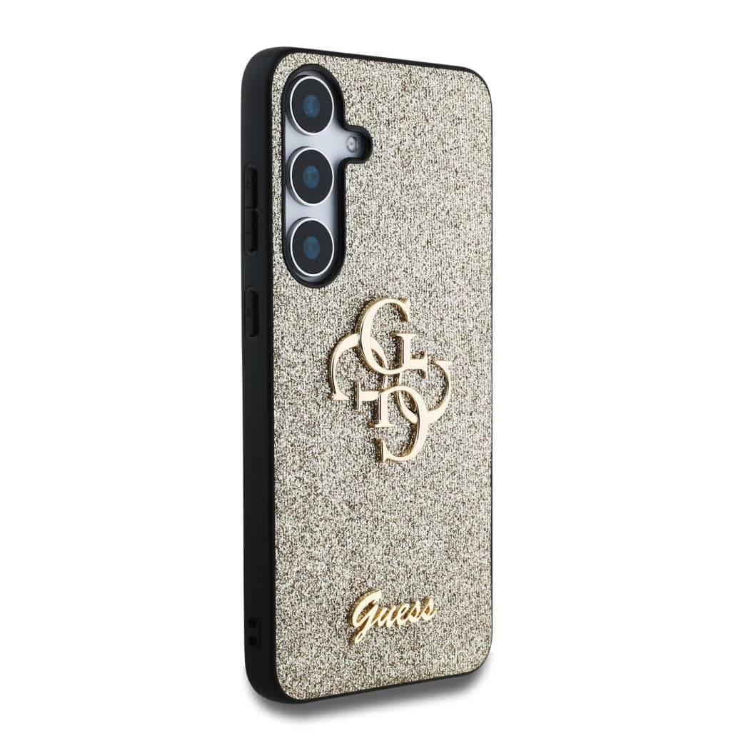 Zadní kryt Guess PU Fixed Glitter 4G Metal Logo pro Samsung Galaxy S25+ Gold - náhled 4